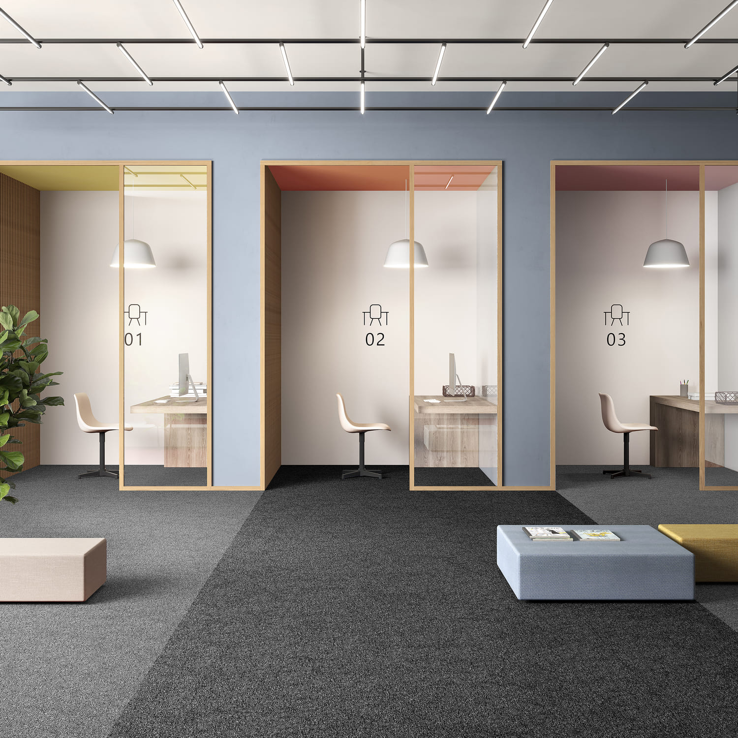 Ковровая плитка Associated Weavers Medusa Tile цвет 99 Raven 500×500×5,4 фото в интерьере